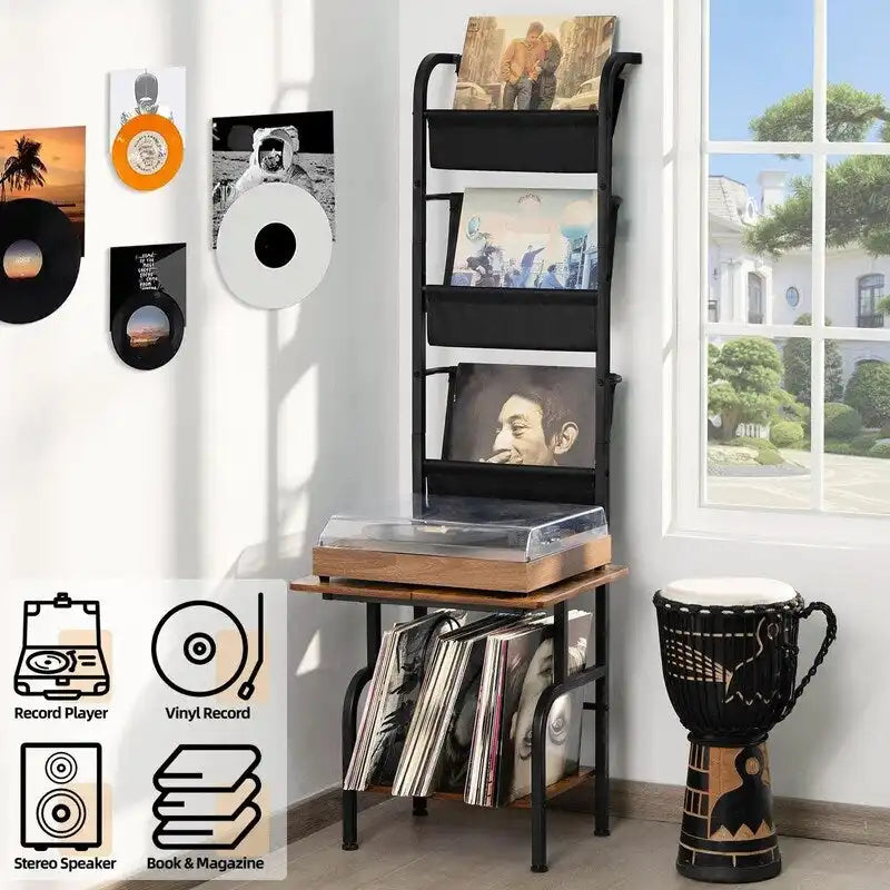 Support haut pour platine vinyle - 50 x 39 x 144 cm