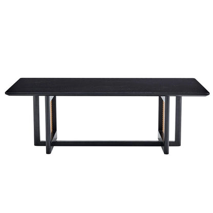 Table basse de style chinois en bois massif blanc et imitation rotin