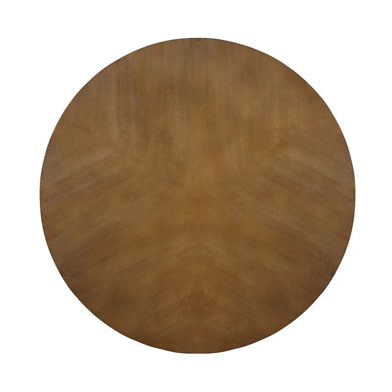 Table basse ronde en bois de style campagnard des années 50, 81 cm, pour salon