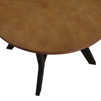 Table basse ronde en bois de style campagnard des années 50, 81 cm, pour salon