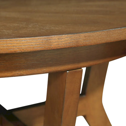 Table basse ronde en bois de style campagnard des années 50, 81 cm, pour salon