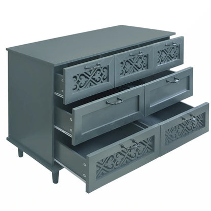 Meuble à 7 tiroirs, style américain, idéal pour la chambre, le salon ou le bureau.