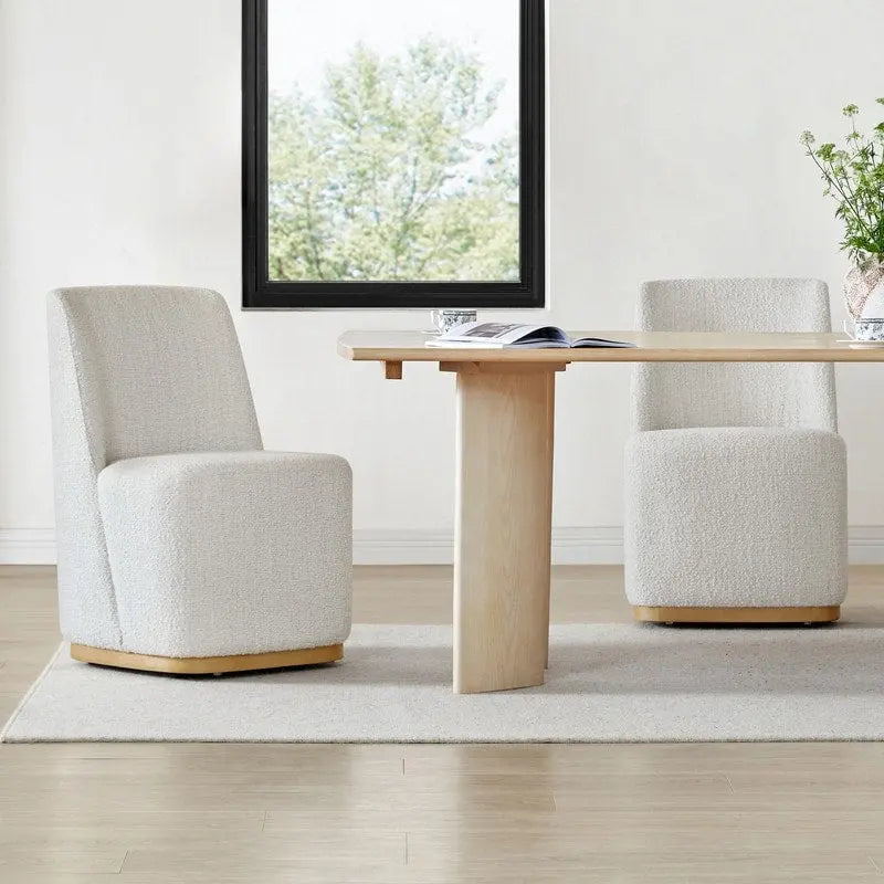 Brian Modern Dining Chairs with Casters&Wood Base Set of 2