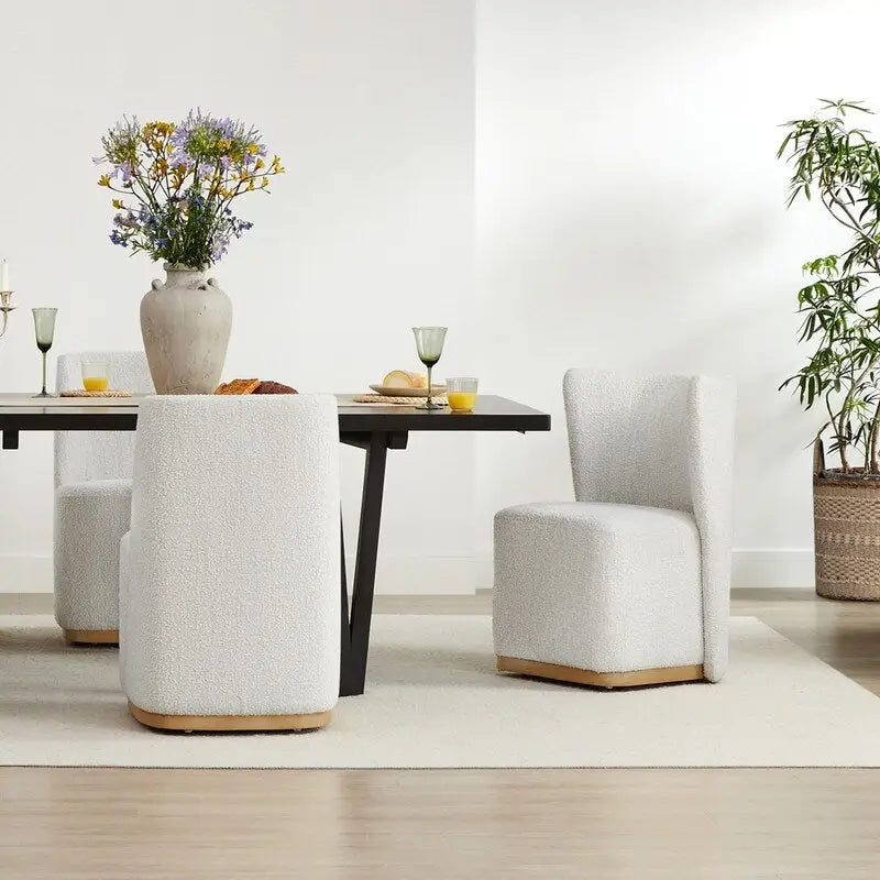 Chaises de salle à manger modernes Brian avec roulettes et base en bois, lot de 2