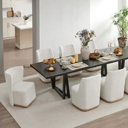 Chaises de salle à manger modernes Brian avec roulettes et base en bois, lot de 2