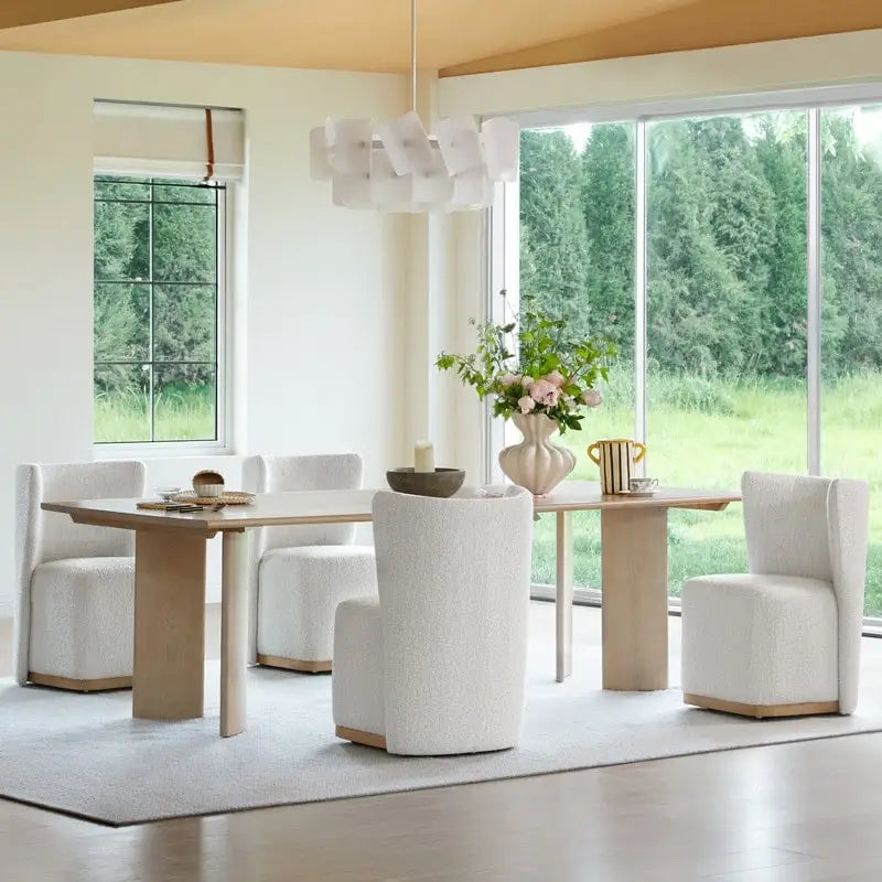 Chaises de salle à manger modernes Brian avec roulettes et base en bois, lot de 2