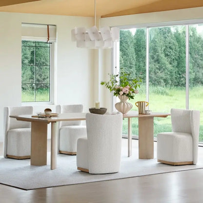 Chaises de salle à manger modernes Brian avec roulettes et base en bois, lot de 2