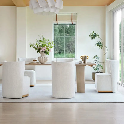 Chaises de salle à manger modernes Brian avec roulettes et base en bois, lot de 2