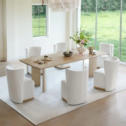 Chaises de salle à manger modernes Brian avec roulettes et base en bois, lot de 2