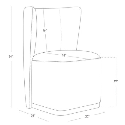 Chaises de salle à manger modernes Brian avec roulettes et base en bois, lot de 2