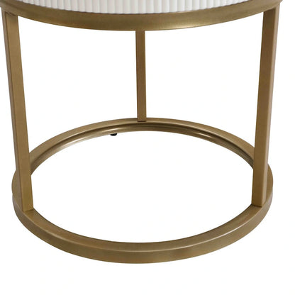 Table d'appoint ronde en marbre de 50 cm (19,68 pouces) avec rangement, table de chevet moderne avec tiroir, table d'appoint pour salon et chambre à coucher