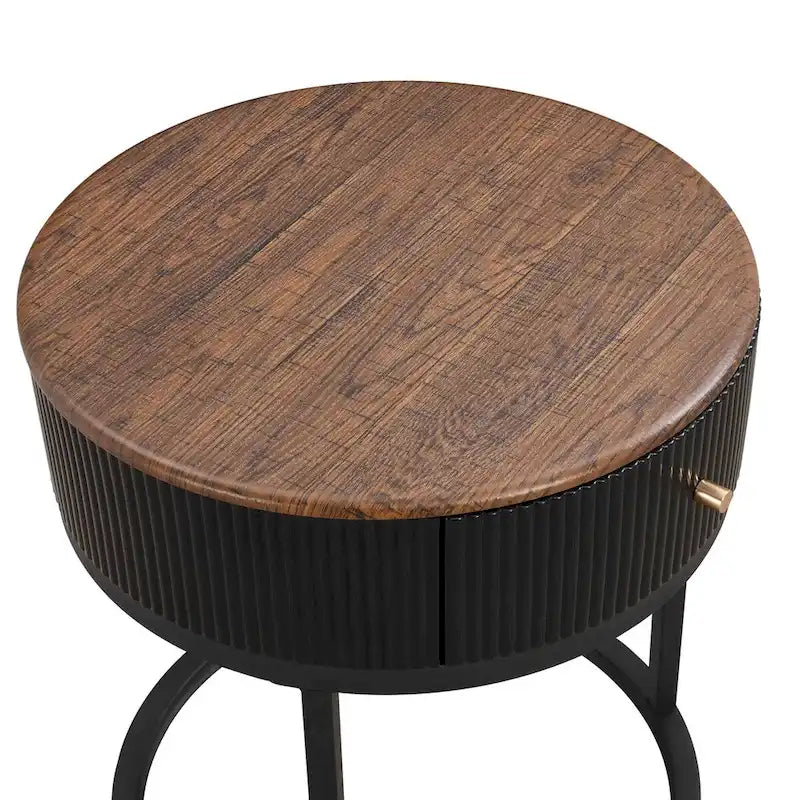 Table d'appoint ronde en marbre de 50 cm (19,68 pouces) avec rangement, table de chevet moderne avec tiroir, table d'appoint pour salon et chambre à coucher