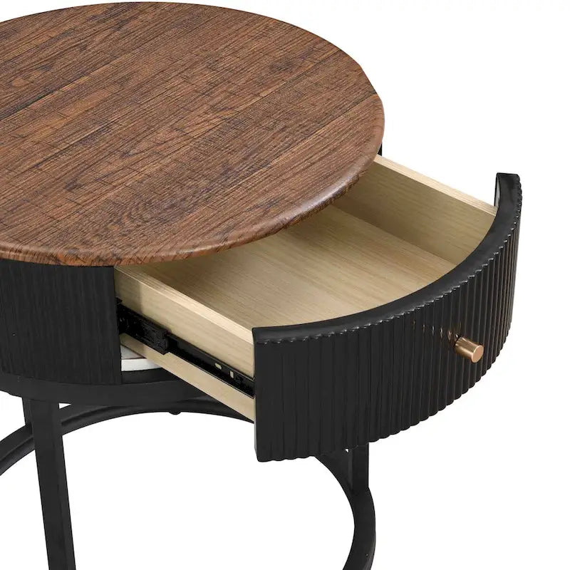 Table d'appoint ronde en marbre de 50 cm (19,68 pouces) avec rangement, table de chevet moderne avec tiroir, table d'appoint pour salon et chambre à coucher