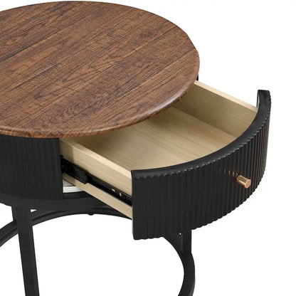 Table d'appoint ronde en marbre de 50 cm (19,68 pouces) avec rangement, table de chevet moderne avec tiroir, table d'appoint pour salon et chambre à coucher