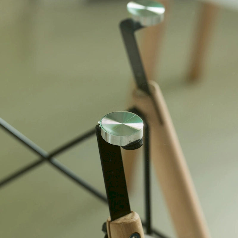 Table d'appoint ronde en verre transparent avec 4 pieds en hêtre massif