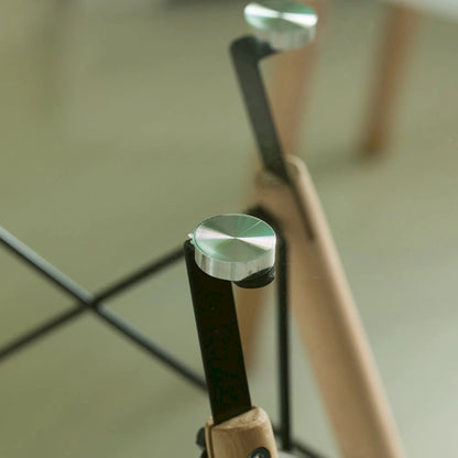 Table d'appoint ronde en verre transparent avec 4 pieds en hêtre massif