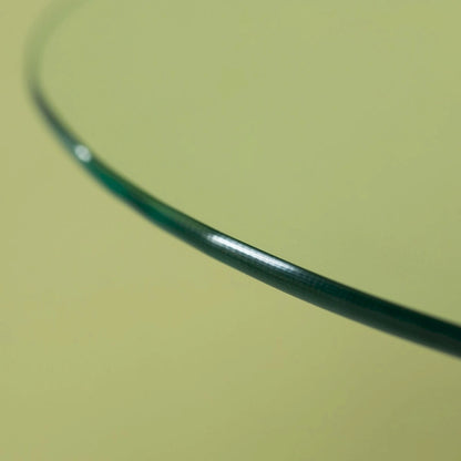 Table d'appoint ronde en verre transparent avec 4 pieds en hêtre massif