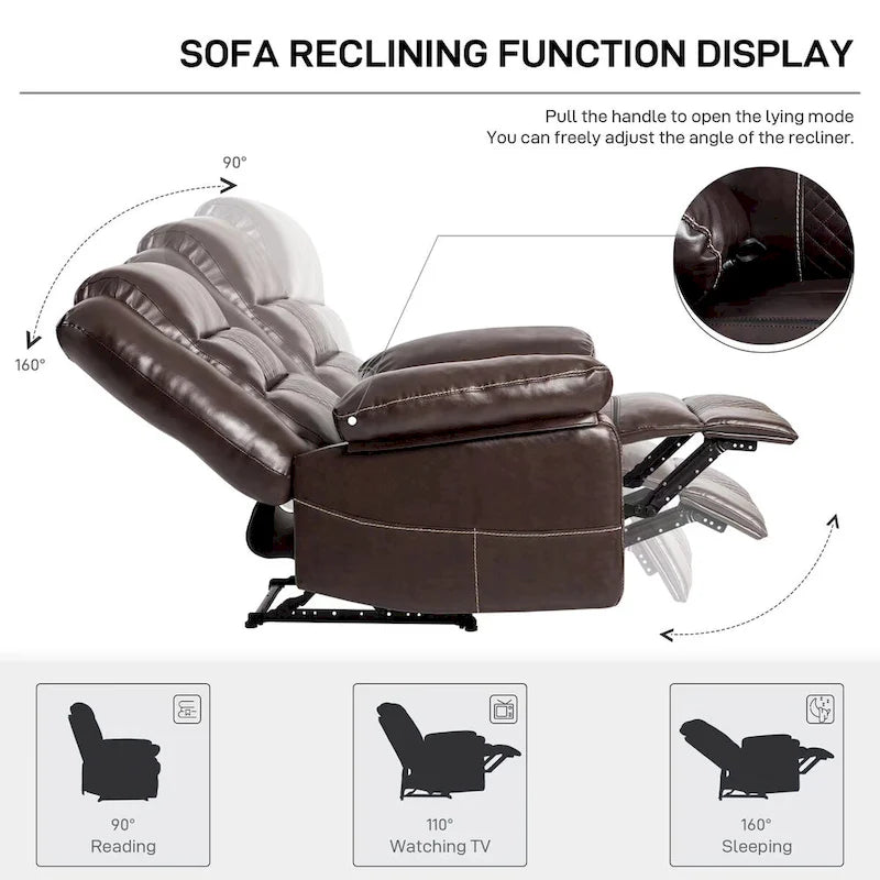 Fauteuil inclinable massant en cuir respirant, manuel, canapé inclinable pour salon