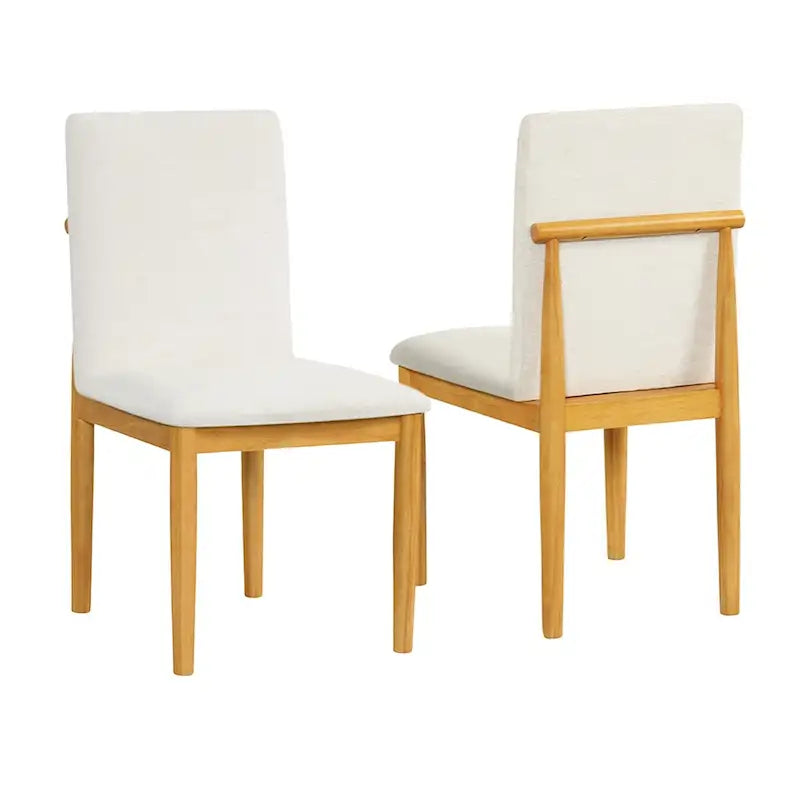 Chaise de salle à manger rembourrée moderne HomePop - Tissu texturé crème (lot de 2)