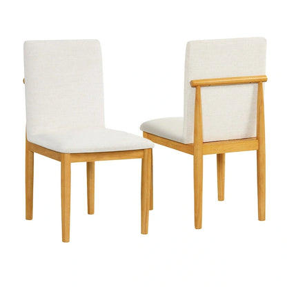Chaise de salle à manger rembourrée moderne HomePop - Tissu texturé crème (lot de 2)
