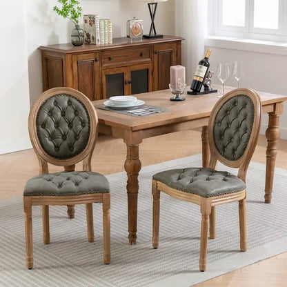 Set of 2 French Style Solid Wood Dining Chair with Nailhead