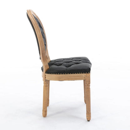 Ensemble de 2 chaises de salle à manger de style français en bois massif avec clous décoratifs