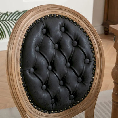 Ensemble de 2 chaises de salle à manger de style français en bois massif avec clous décoratifs