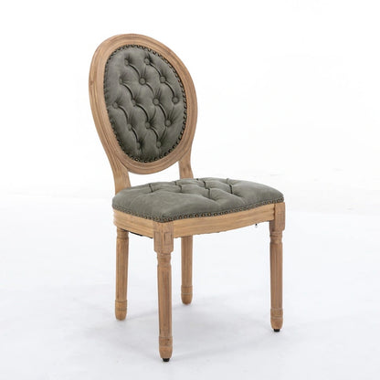 Ensemble de 2 chaises de salle à manger de style français en bois massif avec clous décoratifs