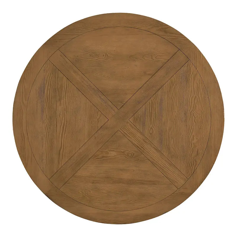 Ensemble de salle à manger 7 pièces Benchwright Rustic X-base Round Pine Wood Rolled Back par iNSPIRE Q Artisan