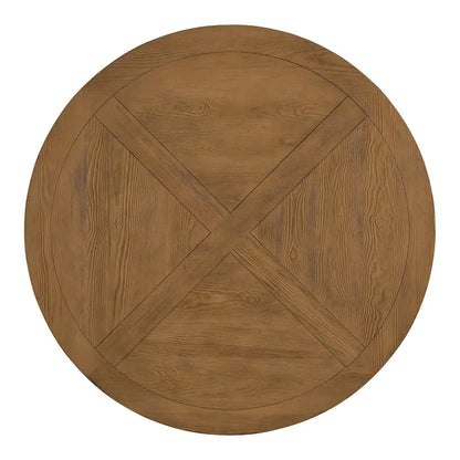 Ensemble de salle à manger 7 pièces Benchwright Rustic X-base Round Pine Wood Rolled Back par iNSPIRE Q Artisan