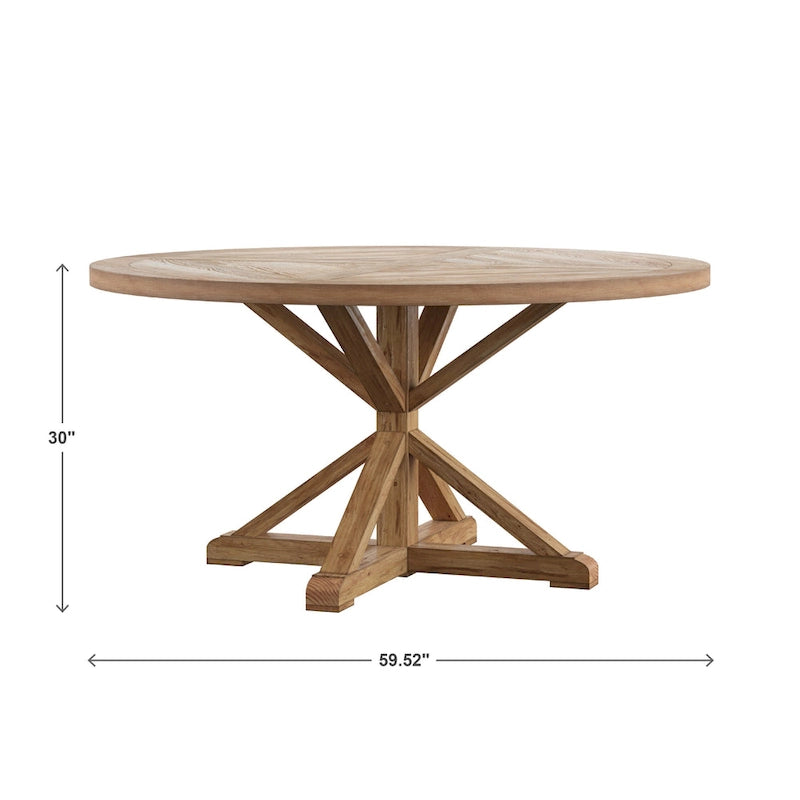 Ensemble de salle à manger 7 pièces Benchwright Rustic X-base Round Pine Wood Rolled Back par iNSPIRE Q Artisan