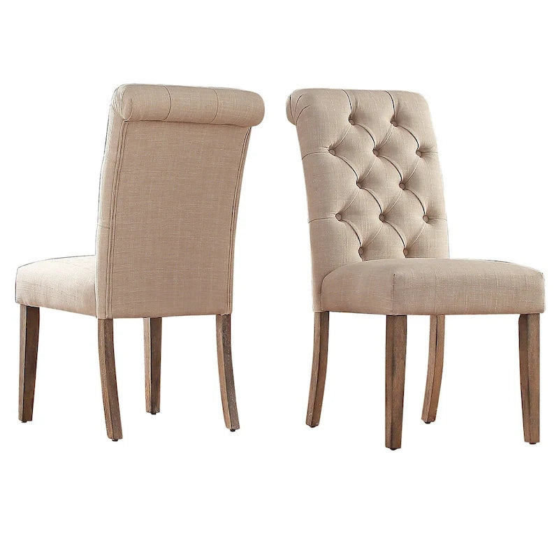 Ensemble de salle à manger 7 pièces Benchwright Rustic X-base Round Pine Wood Rolled Back par iNSPIRE Q Artisan