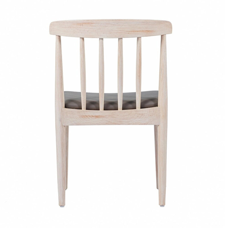 Chaise de salle à manger commerciale en bois massif avec assise rembourrée en vinyle