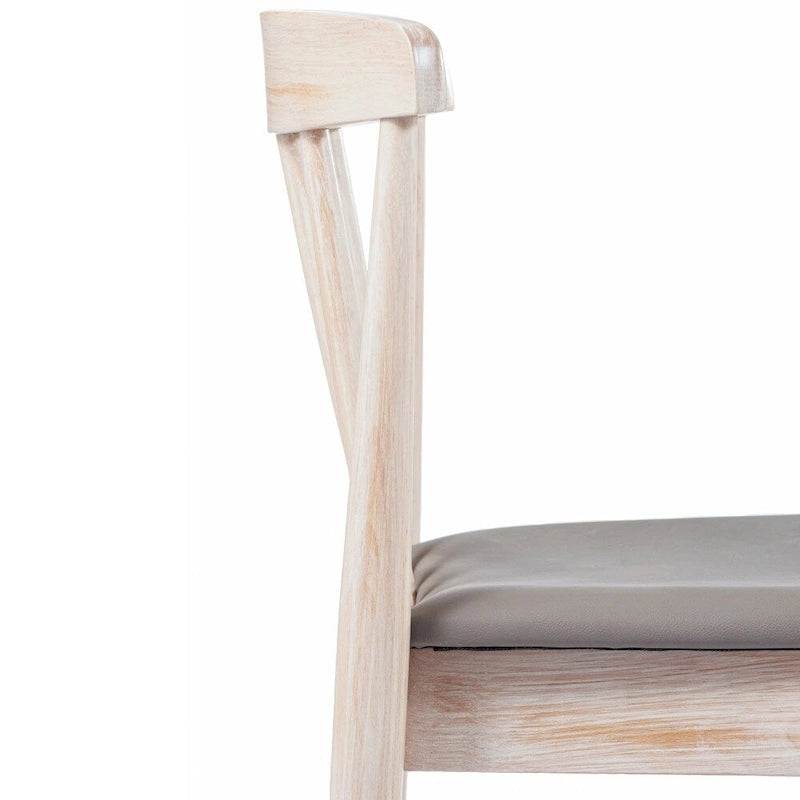 Chaise de salle à manger commerciale en bois massif avec assise rembourrée en vinyle