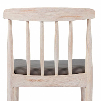 Chaise de salle à manger commerciale en bois massif avec assise rembourrée en vinyle