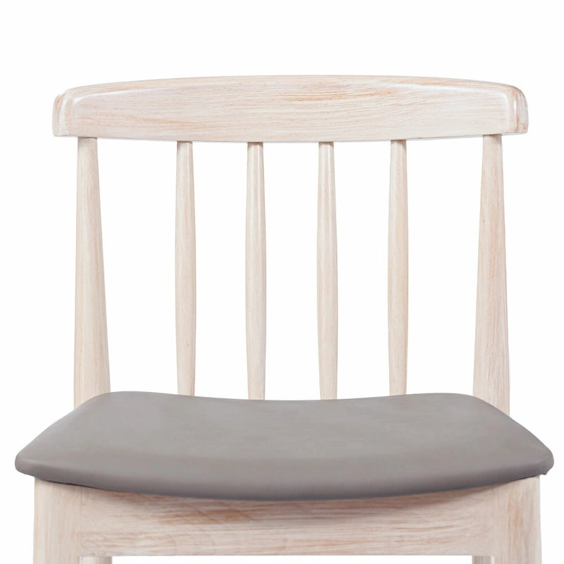 Chaise de salle à manger commerciale en bois massif avec assise rembourrée en vinyle