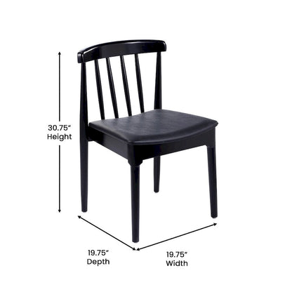 Chaise de salle à manger commerciale en bois massif avec assise rembourrée en vinyle