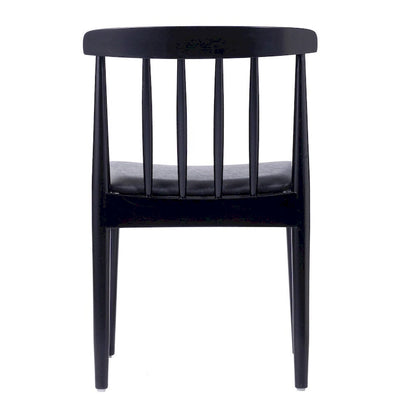 Chaise de salle à manger commerciale en bois massif avec assise rembourrée en vinyle