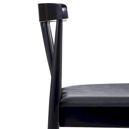 Chaise de salle à manger commerciale en bois massif avec assise rembourrée en vinyle