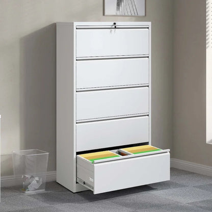 5 Drawer Lateral File Cabinet with Lock, for Legal/Letter/A4/F4 Size