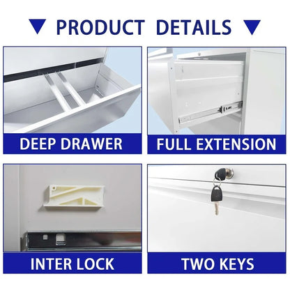 Classeur latéral à 5 ​​tiroirs avec serrure, format légal/lettre/A4/F4