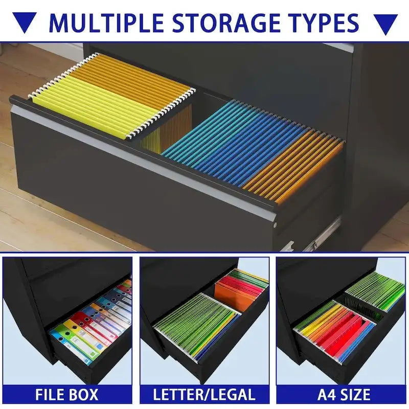 Classeur latéral à 5 ​​tiroirs avec serrure, format légal/lettre/A4/F4