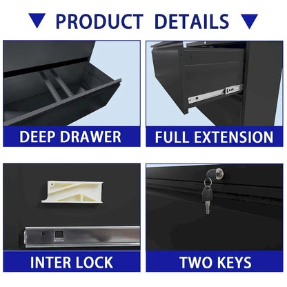 Classeur latéral à 5 ​​tiroirs avec serrure, format légal/lettre/A4/F4