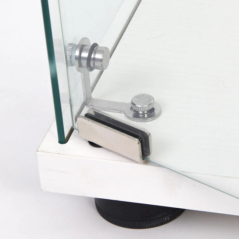 Vitrine à 3 étagères, vitrine à une porte, bibliothèque en verre blanche sur pied, installation rapide