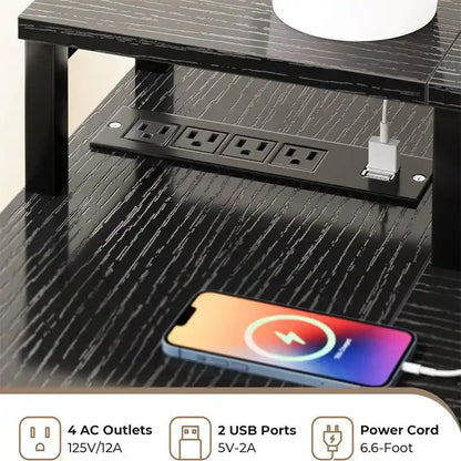 Bureau gaming en forme de L avec éclairage LED