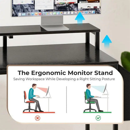 Bureau gaming en forme de L avec éclairage LED