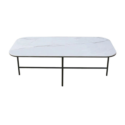 Ensemble de 3 tables basses Lotus avec plateau en céramique blanche - 40 x 119 x 58 cm