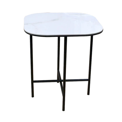 Ensemble de 3 tables basses Lotus avec plateau en céramique blanche - 40 x 119 x 58 cm