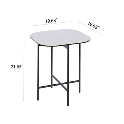 Ensemble de 3 tables basses Lotus avec plateau en céramique blanche - 40 x 119 x 58 cm