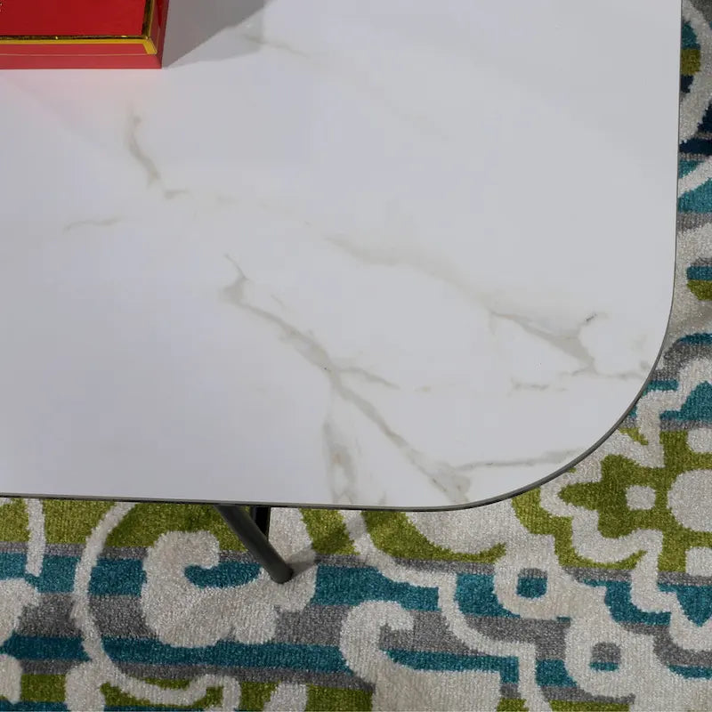 Ensemble de 3 tables basses Lotus avec plateau en céramique blanche - 40 x 119 x 58 cm